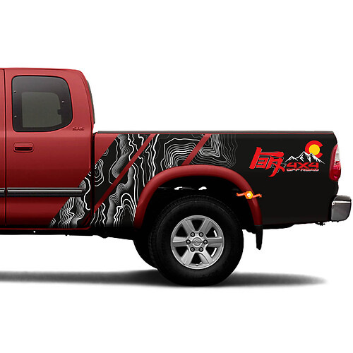 Toyota Tundra Teq 4x4 offroad Bed zijstickers stickers Vinyl Streep Grafische Stickers Decals Kit
