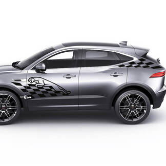 Paar Jaguar E-Pace zijlogo dambordvlag deuren grafische sticker Logosticker
 1