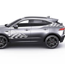 Paar Jaguar E-Pace zijlogo dambordvlag deuren grafische sticker Logosticker
 2