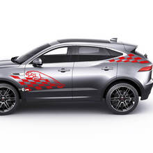 Paar Jaguar E-Pace zijlogo dambordvlag deuren grafische sticker Logosticker
 3