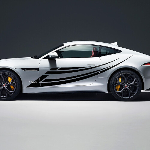 2x Jaguar F-Type R Side Racing Graphics Deuren Secal vinylsticker aan de zijkant
