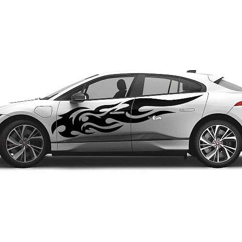 2x Jaguar F-Type R Side Racing Graphics-deuren Side Flame Secal vinylsticker
 1