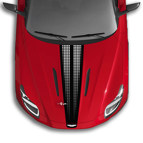 Hood Aston Martin DB11 Stripe Checkerboard Flag Vinyl Decals Stickers - 2 kleuren verloop

