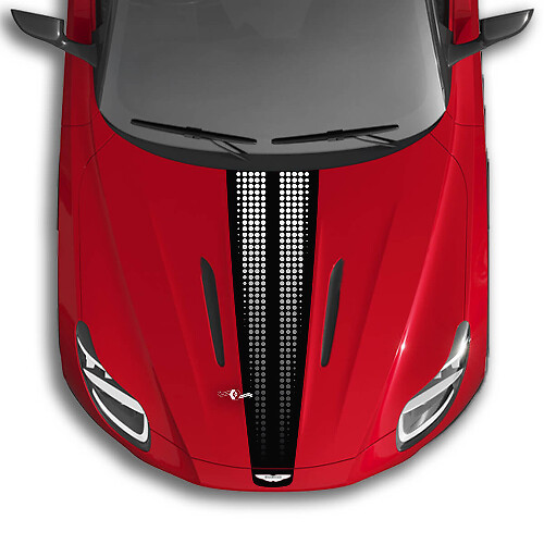 Hood Aston Martin DB11 Stripe Checkerboard Flag Vinyl Decals Stickers - 2 kleuren verloop
