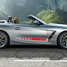 Zijdeur geruite strepen met M-logo BMW Z4 vinyl sticker decaal
 2