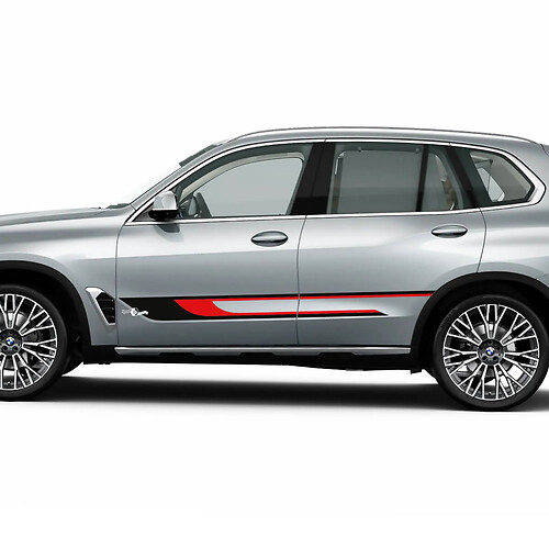Aangepaste zijstreepstickerstickerset voor BMW X5 G05 - vinylafbeeldingen in twee kleuren
