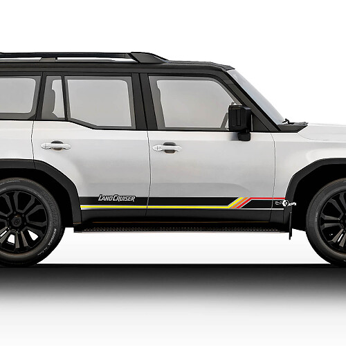 Vintage stijl deursidestrepen vinyl decal kit voor Toyota Land Cruiser 2024