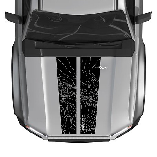 Topografische contourkaart kapstickerstickers voor 2024 Toyota Land Cruiser – aangepaste vinylafbeeldingen
