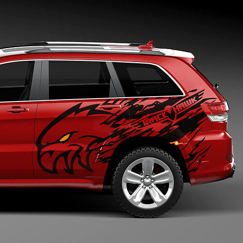 Jeep Grand Cherokee Trackhawk Logo Splash Grunge strepen Kit Vinyl Sticker sticker afbeelding 2
