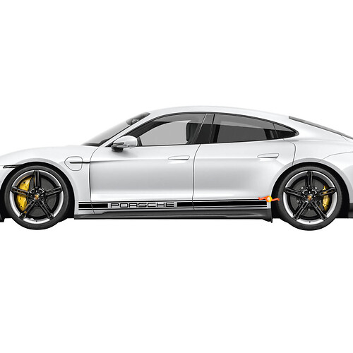 Porsche Taycan decoratieve zijstrepen met Porsche-letters - aangepaste vinyl grafische stickers
