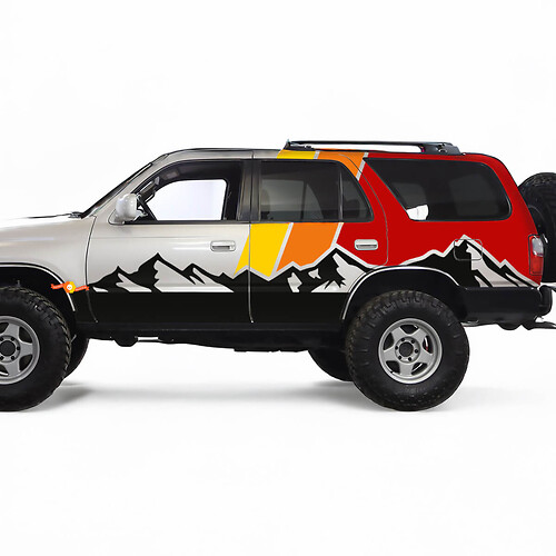 Bergen met retro TRD Vintage strepen stickers stickers - aangepaste grafische wrap voor Toyota 4Runner TRD
