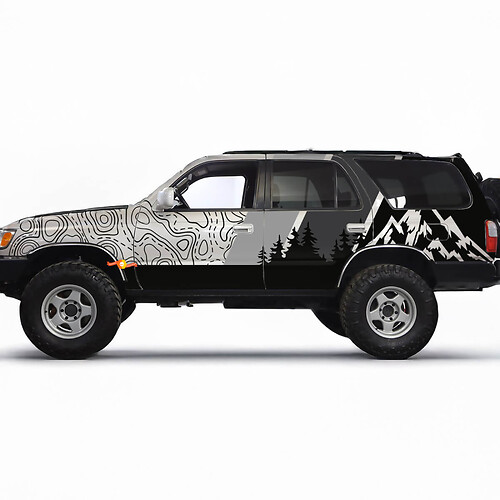 Bergen topografische kaart contour retro TRD Vintage strepen stickers stickers-aangepaste grafische wrap voor Toyota 4Runner TRD
