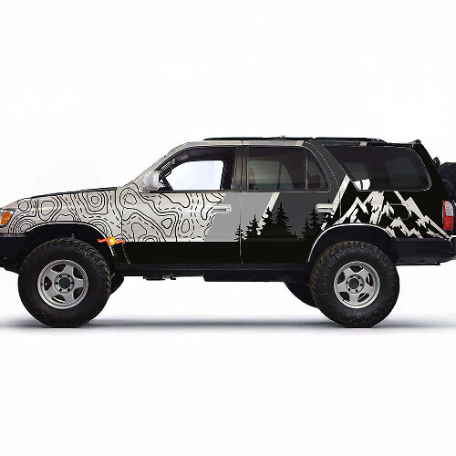 Topografisch Bergbos Zijde Vinyl Decal Kit voor Toyota 4Runner