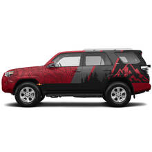 Topografische kaart met bergen Retro TRD Vintage Strepen Stickers Decals - Aangepaste Grafische Wrap voor Toyota 4Runner TRD
 2