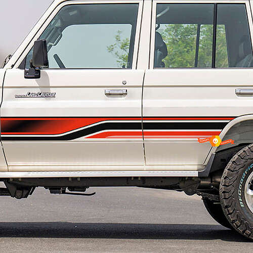 Retro Side Stripes Sticker Decal Kit voor Toyota Land Cruiser GRJ76 - Aangepaste vinylafbeeldingen 2
