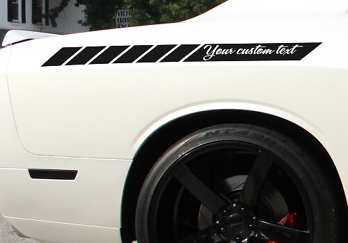 Aangepaste Tekstzijkant Racestreep Stickers Set