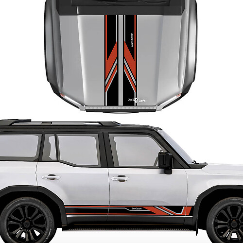 Toyota Land Cruiser Prado motorkap en zijkanten strepen Sport stijl stickers Sticker - Vinyl Grafische Kit
