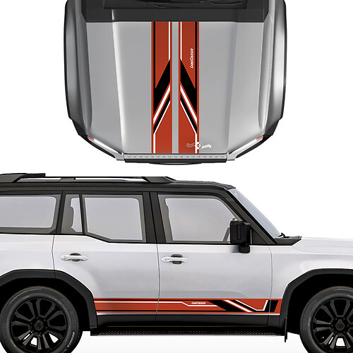 Toyota Land Cruiser Prado motorkap en zijkanten strepen Sport stijl stickers Sticker - Vinyl Grafische Kit 2
