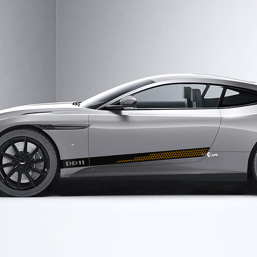 Zijkant Aston Martin DB11 Honingraatdeuren Vinylstickers Stickers 2 kleuren
