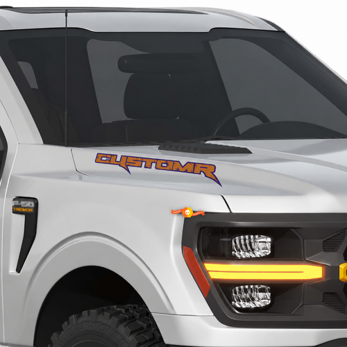 CUSTOMR Distressed Outline Hood Lettering Pair Motorkap Vinylsticker voor Ford F-150