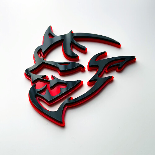 Dodge Demon 3D Badge Spatbordbadges Embleem Rood versus Zwart 1
