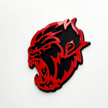 Boze Yeti Sasquatch Bigfoot 3D Fender Badges embleem zwart versus rood
 2
