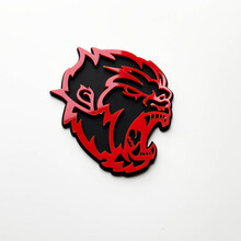 Boze Yeti Sasquatch Bigfoot 3D Fender Badges embleem zwart versus rood
 3