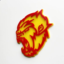 Angry Yeti Sasquatch Bigfoot 3D Fender Badges embleem geel versus rood
 2