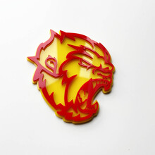 Angry Yeti Sasquatch Bigfoot 3D Fender Badges embleem geel versus rood
 3