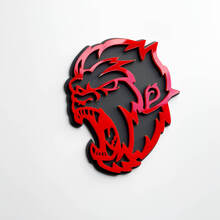 Angry Yeti Sasquatch Bigfoot 3D Fender Badges embleem grijs versus rood
 2