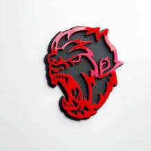 Angry Yeti Sasquatch Bigfoot 3D Fender Badges embleem grijs versus rood
 2