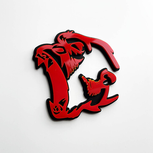 Gorilla Angry 3D Badge Fender Badges embleem rood versus zwart
