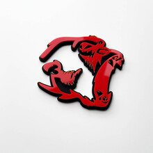 Gorilla Angry 3D Badge Fender Badges embleem rood versus zwart
 3