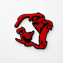 Gorilla Angry 3D Badge Fender Badges embleem rood versus zwart
 4