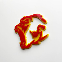 Gorilla Angry 3D Badge Fender Badges embleem rood versus geel
 2