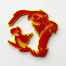 Gorilla Angry 3D Badge Fender Badges embleem rood versus geel
 4