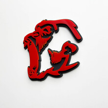 Gorilla Angry 3D Badge Fender Badges embleem rood versus grijs
 2