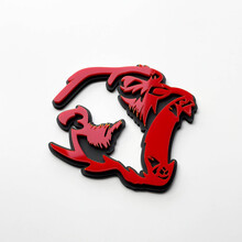 Gorilla Angry 3D Badge Fender Badges embleem rood versus grijs
 3