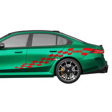 Zijkant M5 geruite racestickerset voor BMW 5-serie G60 M5 G90 - SupDec Graphix vinylstickers
 2