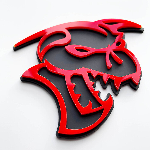 Hellcat Demon 3D-badge Spatbordbadges embleem grijs versus rood
