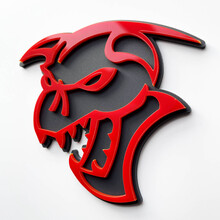 Hellcat Demon 3D-badge Spatbordbadges embleem grijs versus rood
 2