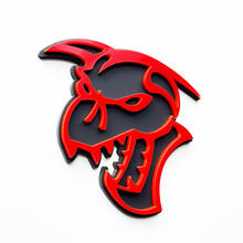 Hellcat Demon 3D-badge Spatbordbadges embleem grijs versus rood
 3