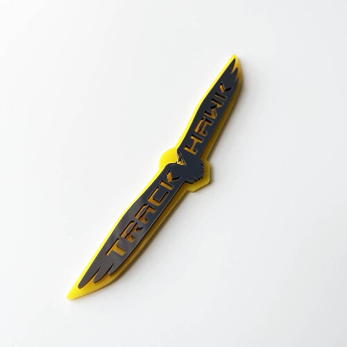 Trackhawk 3D-badge - Aangepast spatbordembleem voor Jeep Trackhawk geel versus grijs
