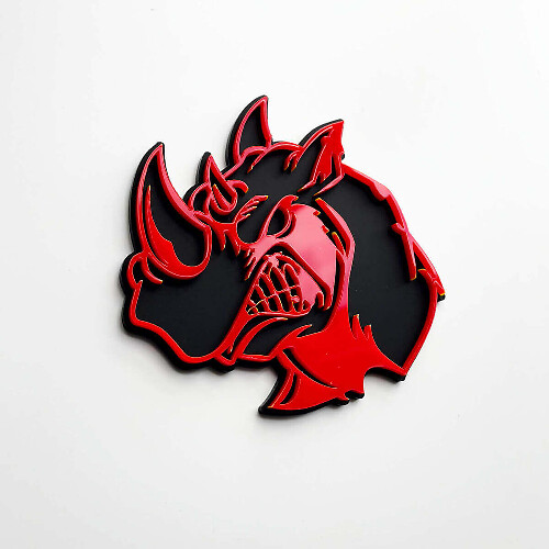3D Rhino Angry Logo Badge - Aangepaste spatbordembleem voor auto’s, vrachtwagens en SUV’s Rood vs Zwart