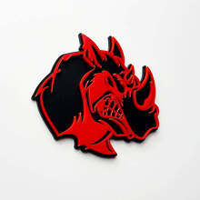3D Rhino Angry Logo Badge - Aangepaste spatbordembleem voor auto’s, vrachtwagens en SUV’s Rood vs Zwart 2