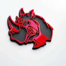 3D Rhino Angry Logo Badge - Aangepast spatbordembleem voor auto's, vrachtwagens en SUV's rood versus grijs
 2