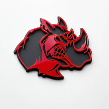3D Rhino Angry Logo Badge - Aangepast spatbordembleem voor auto's, vrachtwagens en SUV's rood versus grijs
 3