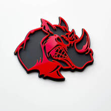 3D Rhino Angry Logo Badge - Aangepast spatbordembleem voor auto's, vrachtwagens en SUV's rood versus grijs
 3