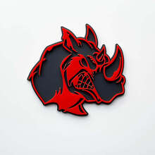 3D Rhino Angry Logo Badge - Aangepast spatbordembleem voor auto's, vrachtwagens en SUV's rood versus grijs
 4