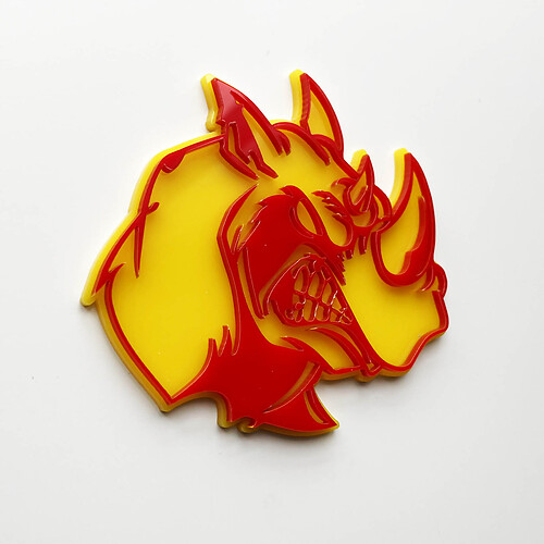 3D Rhino Angry Logo Badge - Aangepast spatbordembleem voor auto's, vrachtwagens en SUV's rood versus geel
 1